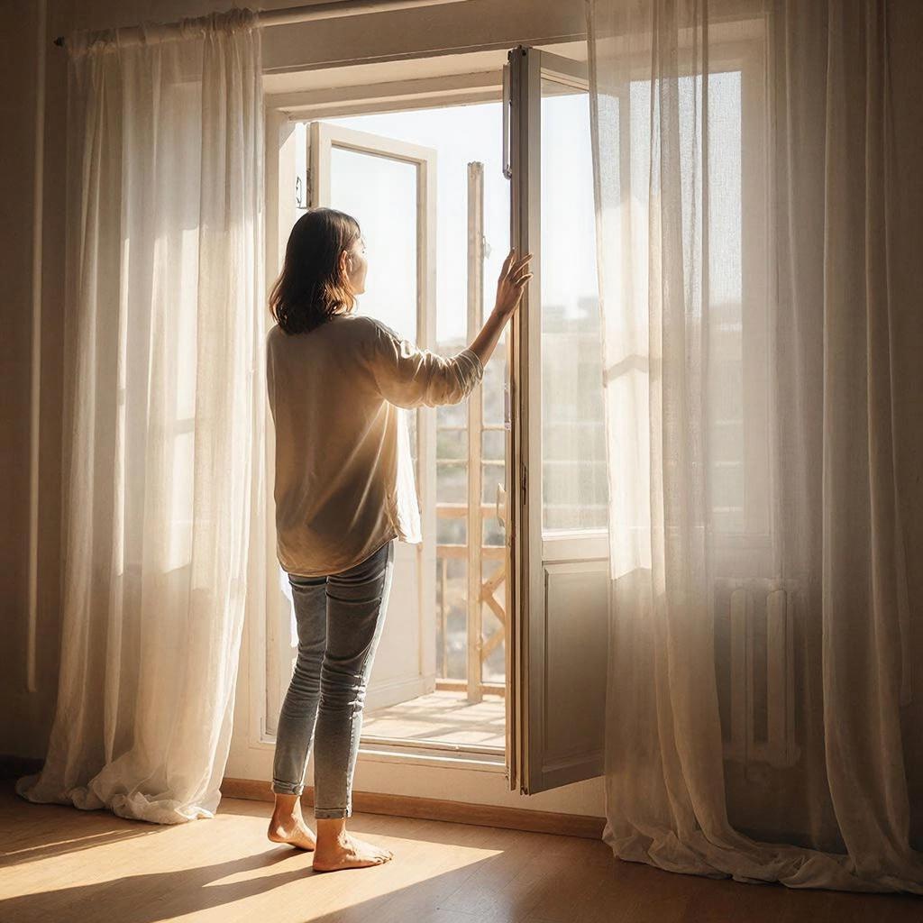 Девушка у открытого окна.