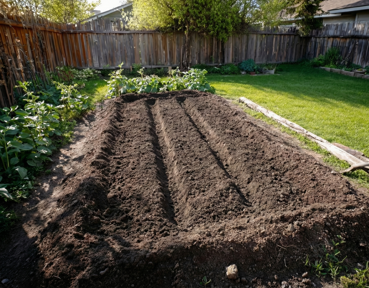 Готовим грядку для клубничного королевства.