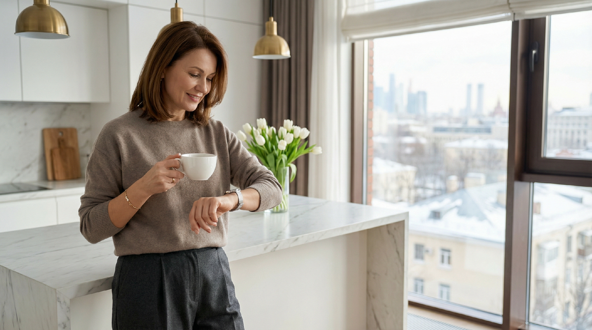 Утренний ритуал: проверить время и быть уверенной в своём образе