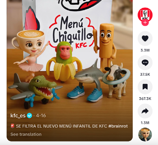 KFC España’s spoof Italian-brainrot toy launch on Instagram