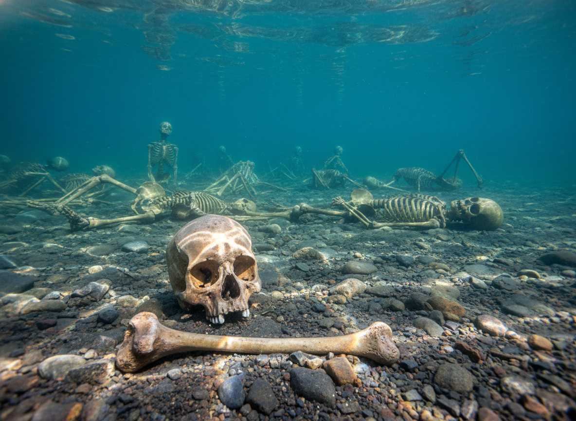 В кристально чистой воде высокогорного озера кости кажутся почти красивыми — природа превратила смерть в арт-объект. Но за этой ледяной эстетикой — 800 человеческих судеб, разделённых тысячей лет и тысячами километров. Здесь, на дне Роопкунда, время перестало существовать: индийцы VIII века и греки XIX века лежат рядом, как будто встретились в очереди к вечности.