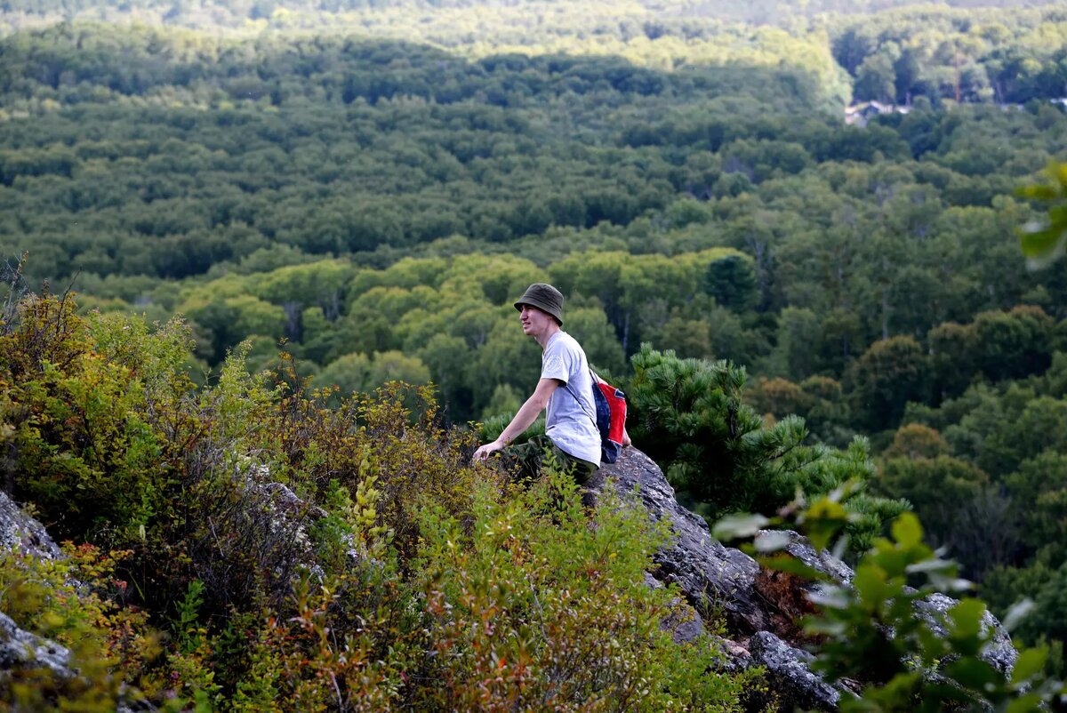     Турист проходит по экотропе визит-центра "Хехцир" в Хабаровском крае. © РИА Новости. Игорь Онучин