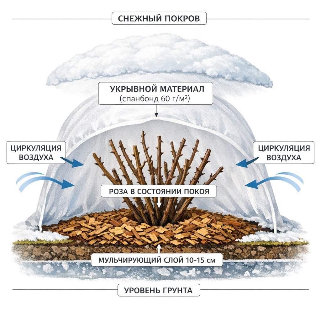 Схема укрытия с воздухообменом или макро спящих почек