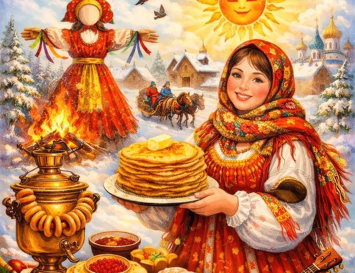 С Масленицей.Пришла весна, море растаяло.