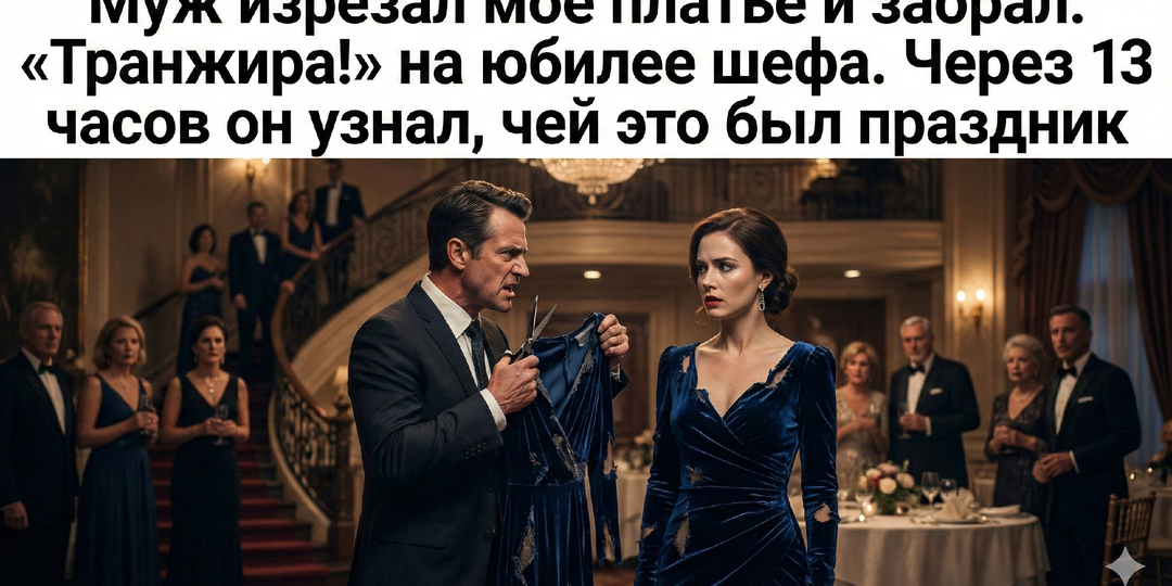 Муж изрезал моё платье и заорал: «Транжира!» на юбилее шефа. Через 13 часов он узнал, чей это был праздник