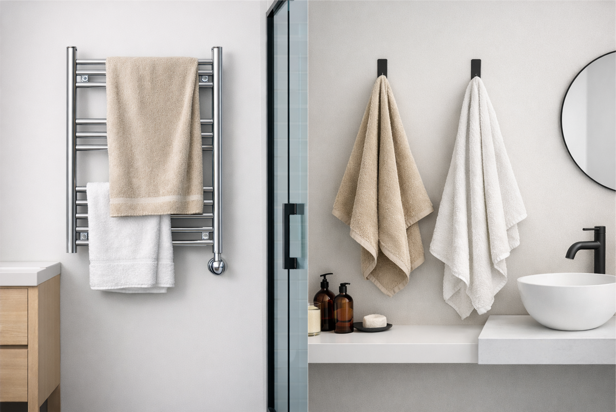 Сравнение теплой стены и полотенцесушителя