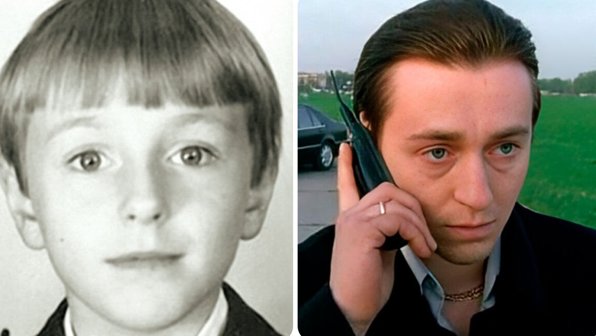 Сергей Безруков в детсве и в сериале «Бригада»