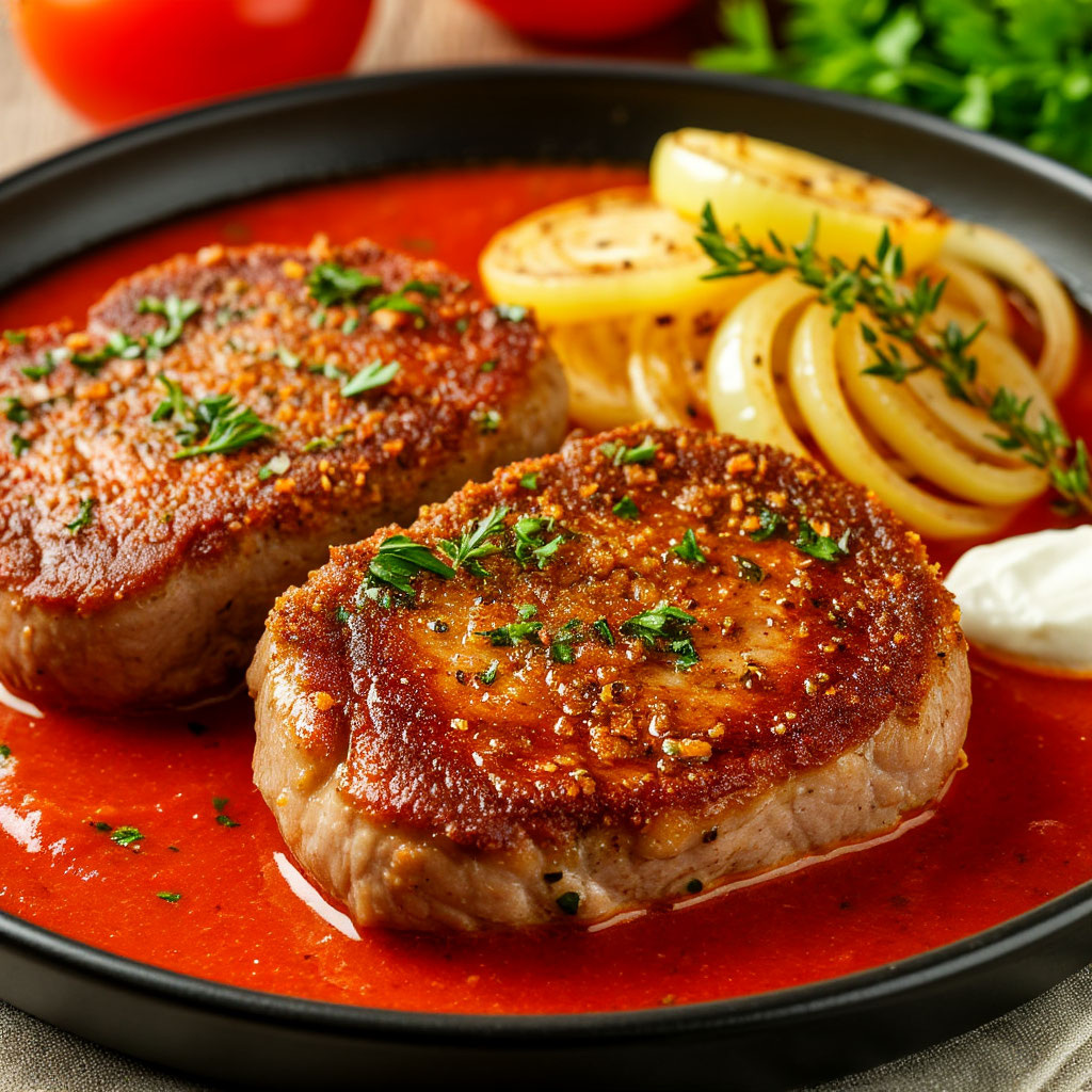 СВИНАЯ ОТБИВНАЯ БЕЗ ПАНИРОВКИ ПО-ДОМАШНЕМУ