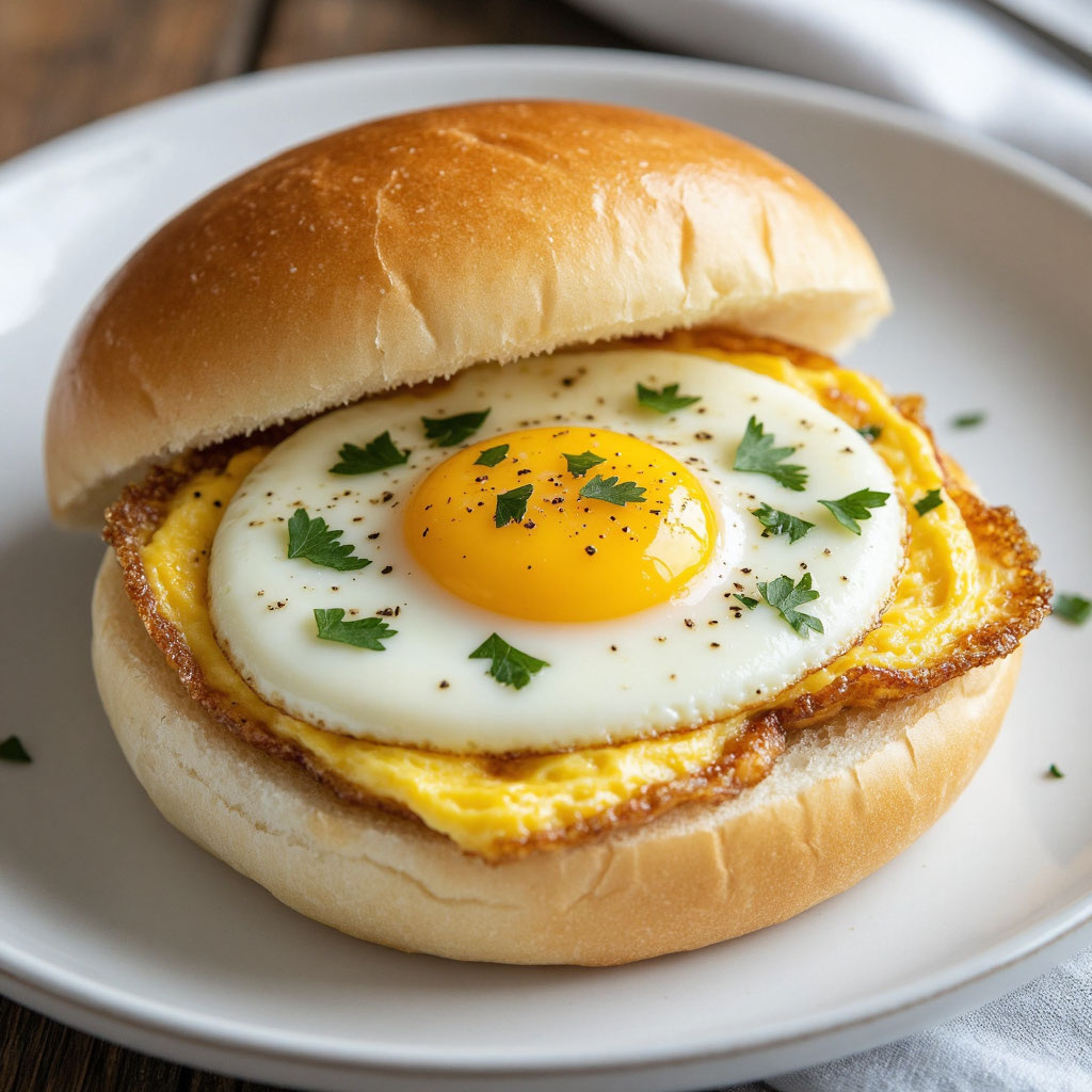 омлет‑глазунья в булочке