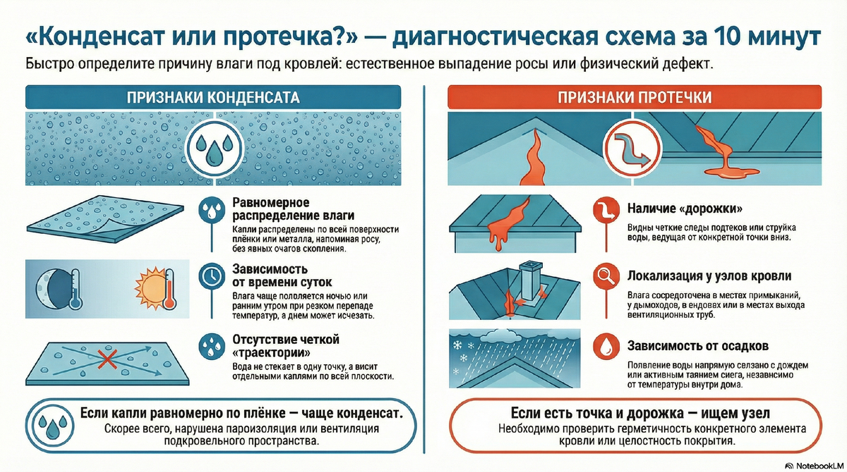 Инфографика Конденсат или протечка. Диагностика за 10 минут.