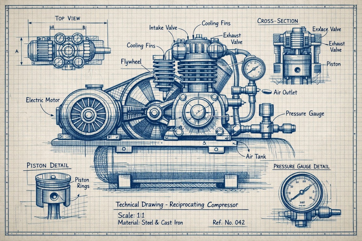 Рисунок компрессора, стилизованный под чертеж. Источник: pagz.info 