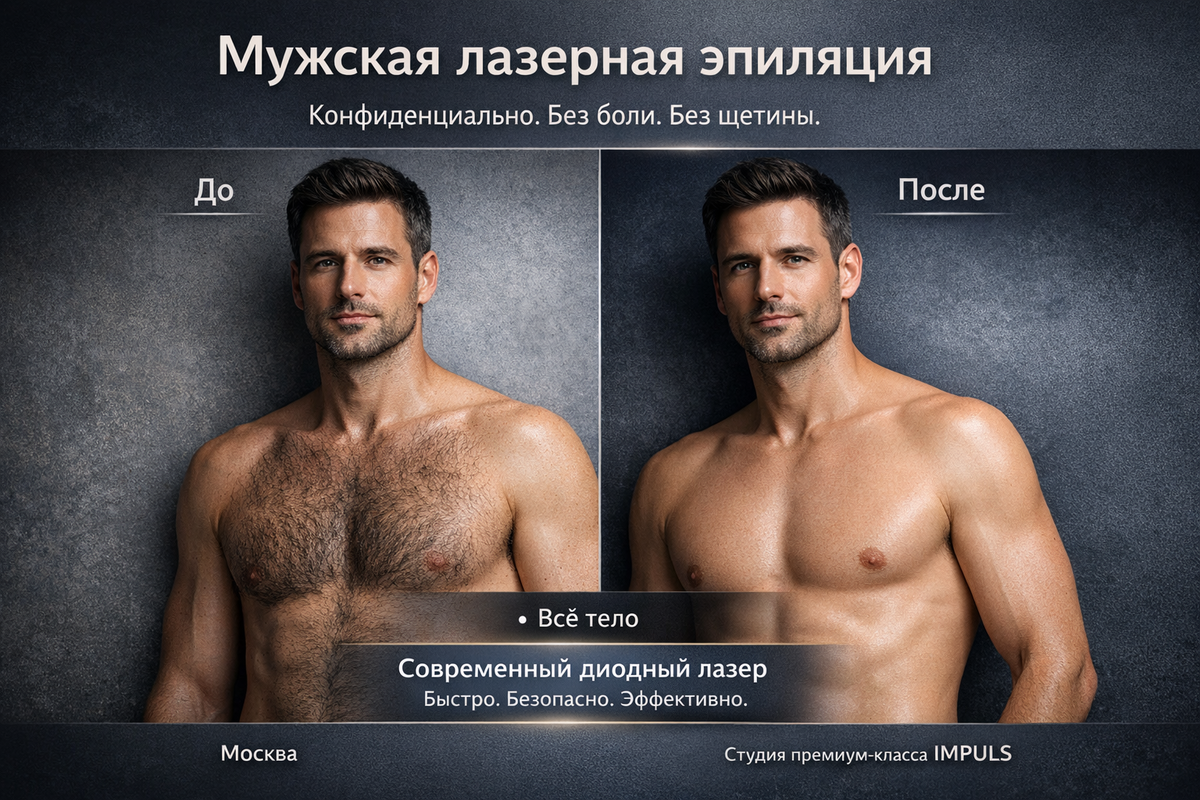 Мужская лазерная эпиляция всё тело