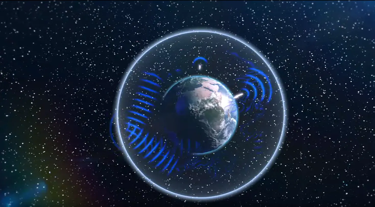 (Анимация резонанса Шумана в атмосфере Земли. Источник: NASA.)