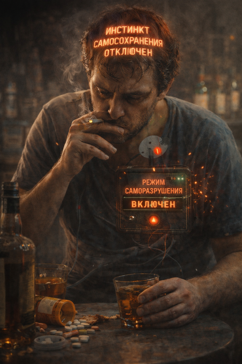Саморазрушение как осознанный выбор вопреки базовому инстинкту выживания