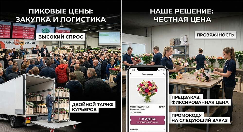 Краснодарфлора добилась оптимизации поставок и снижения цен в пиковые даты на: 14 февраля, 8 марта, День Матери, Новый Год