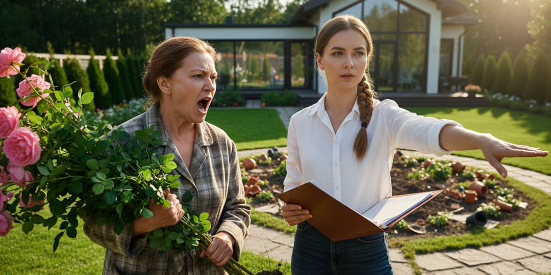 — Ты здесь на птичьих правах! — кричала свекровь, вырывая мои розы. Я молча достала документы и выставила её за дверь.