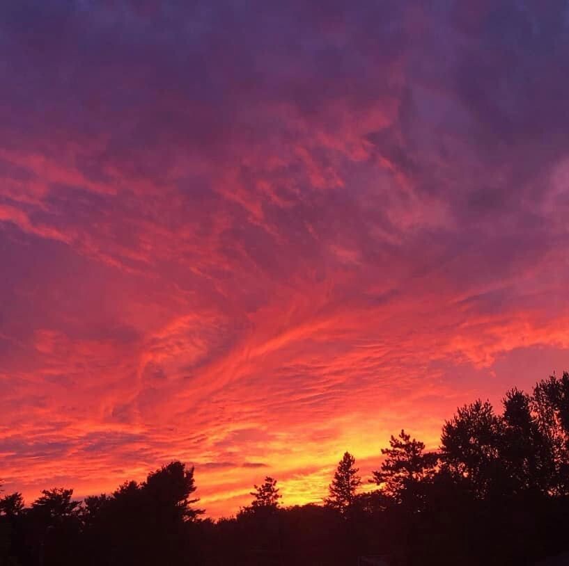 Закат над лесом.