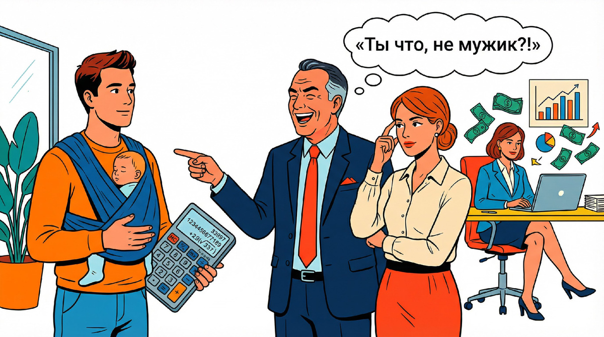 Жена зарабатывает 180 тысяч, я — 55. Посчитали: в декрет выгоднее идти мне. Пришёл в кадры — а там: «Ты что, не мужик?» Оказывается, отказать не могут