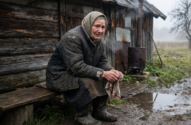 Брошенная детьми старушка жила в старом ветхом сарае