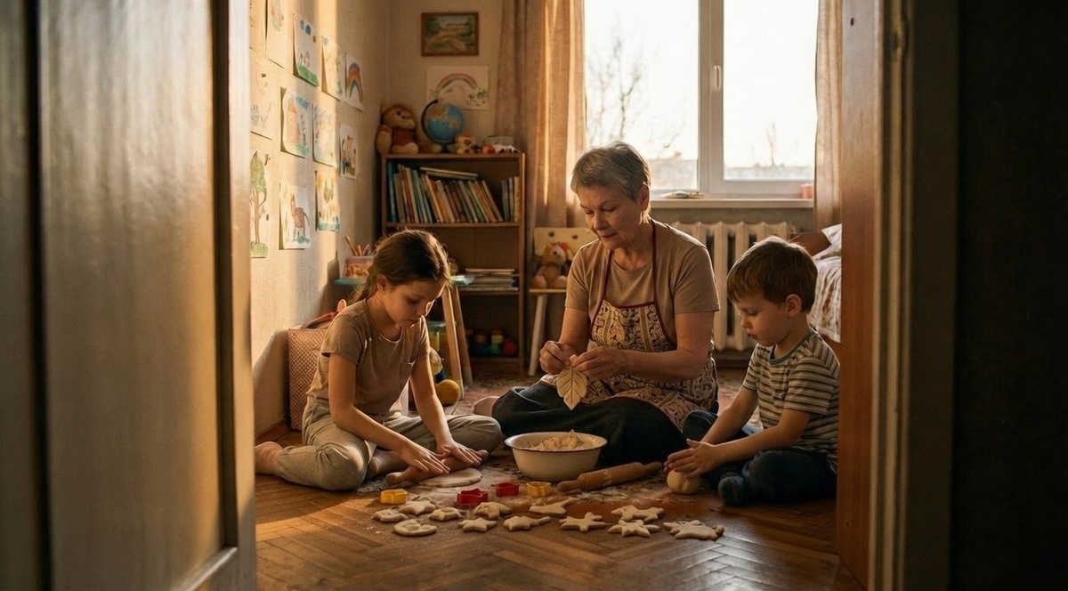 Тёма сосредоточенно катал шарик. Алиса раскатывала что-то скалкой – маленькой, детской. Вера Ивановна показывала, как слепить листочек.