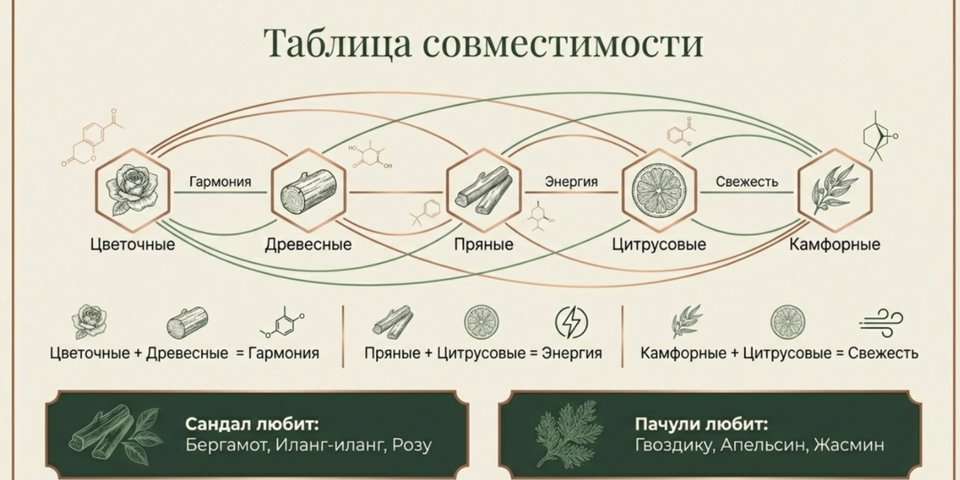 Как читать таблицу совместимости аромамасел