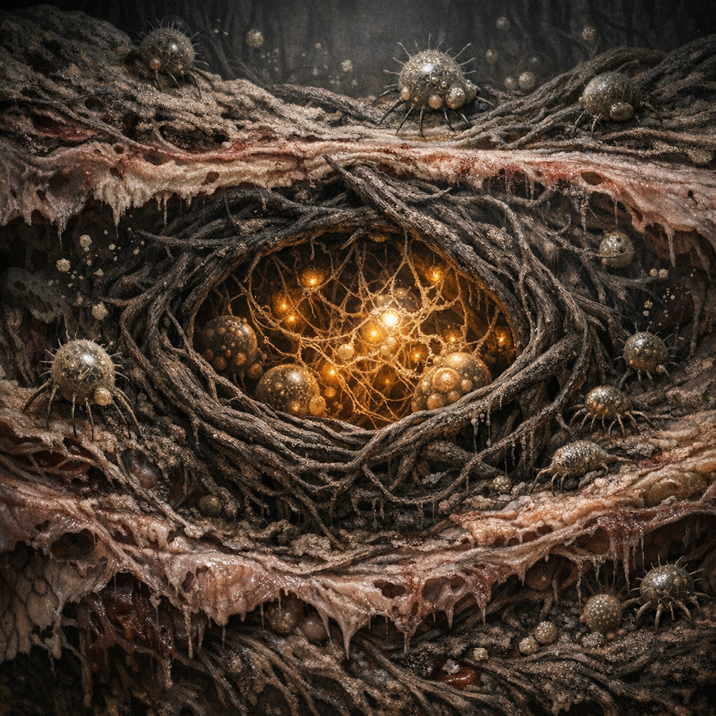 «Что, если опухоль — это не поломка, а отчаянная попытка организма изолировать яд, создав вокруг него живую баррикаду? Вопрос не в том, чтобы слепо разрушать крепость, а в том, чтобы лишить её причин для существования. 