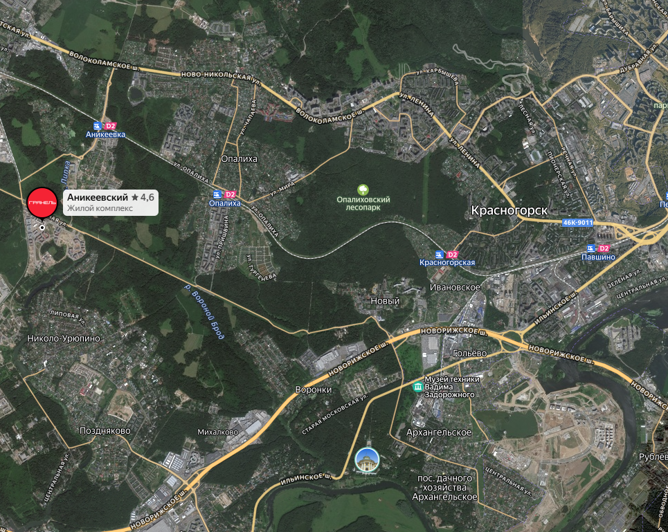 Расположение ЖК. Данные Яндекс.Карты