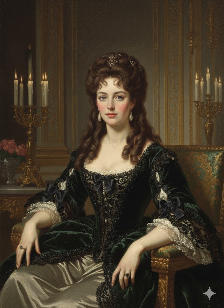 "Ослепительная бездна: герцогиня Амбруазина де Модрибур", иллюстрация создана сетью Джемини