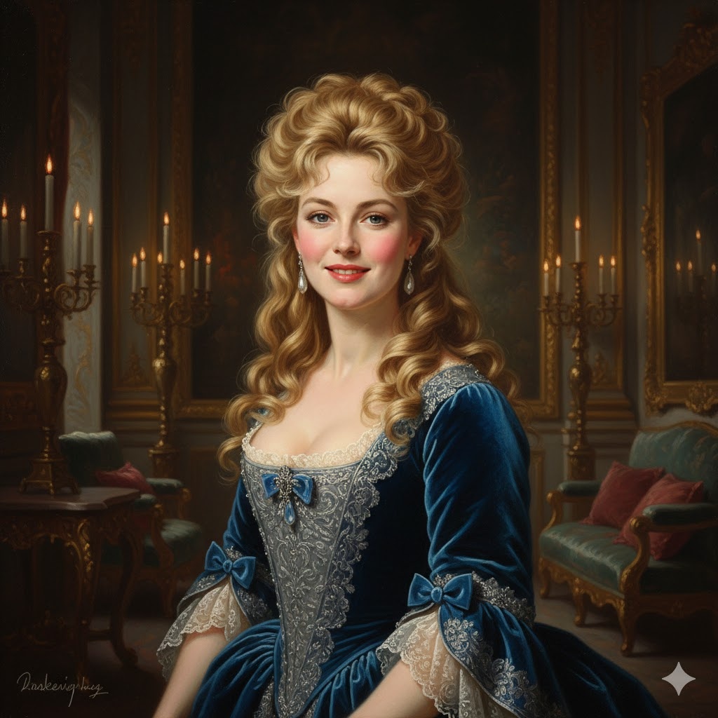  "Золотое пламя жизни: Анжелика де Пейрак", иллюстрация создана сетью Джемини