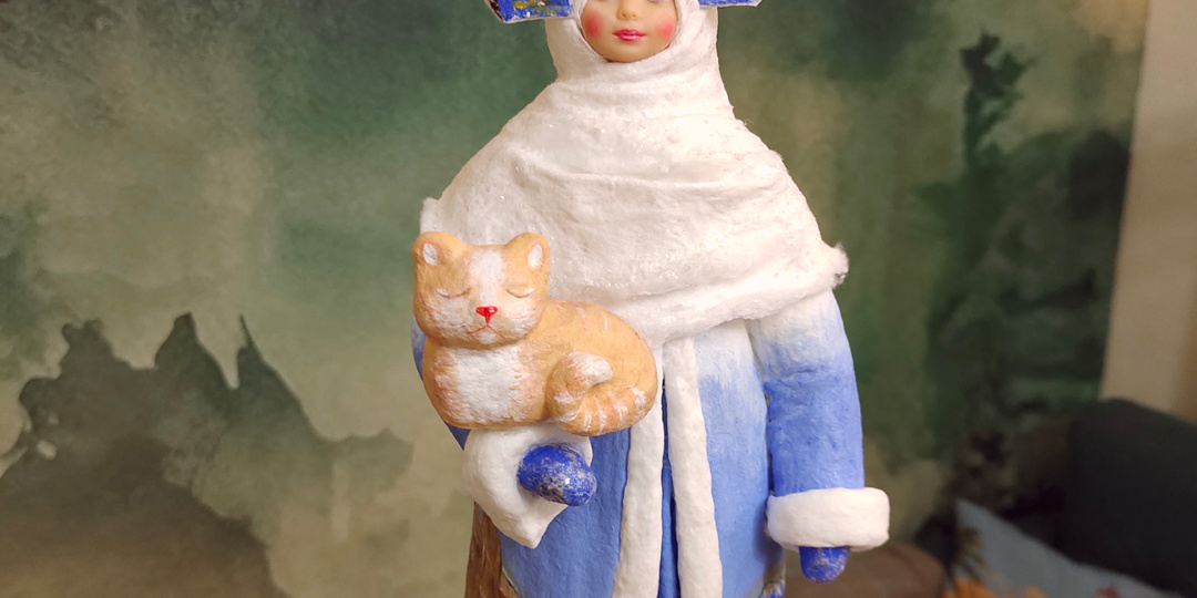 Снегурочка под ёлку: большая игрушка из ваты