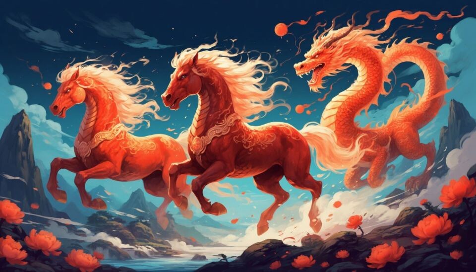    Красная Огненная Лошадь. Новый год. Источник: Сгенерировано нейросетью