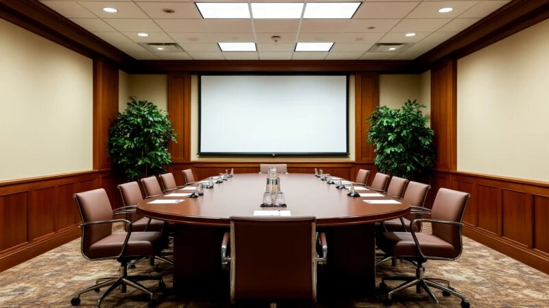    Зал переговоров. Стол переговоров. shedevrum.ai
