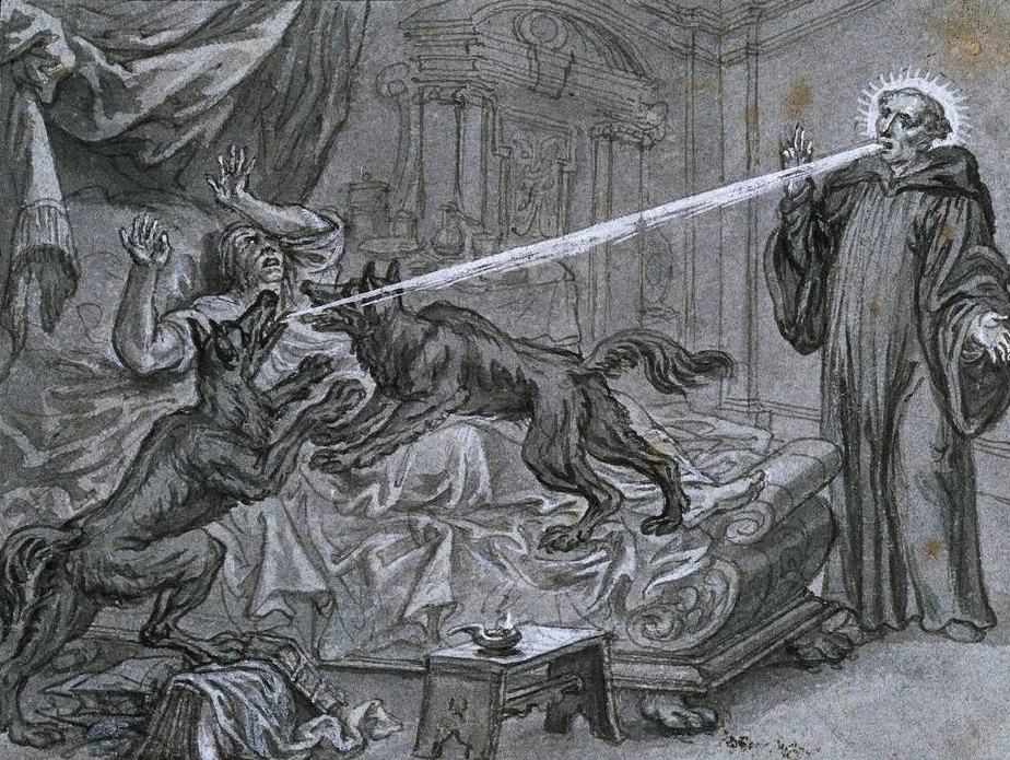     Иоганн Вольфганг Баумгартнер. Галлюцинация монаха, которому кажется, что на него нападают.   
undefined