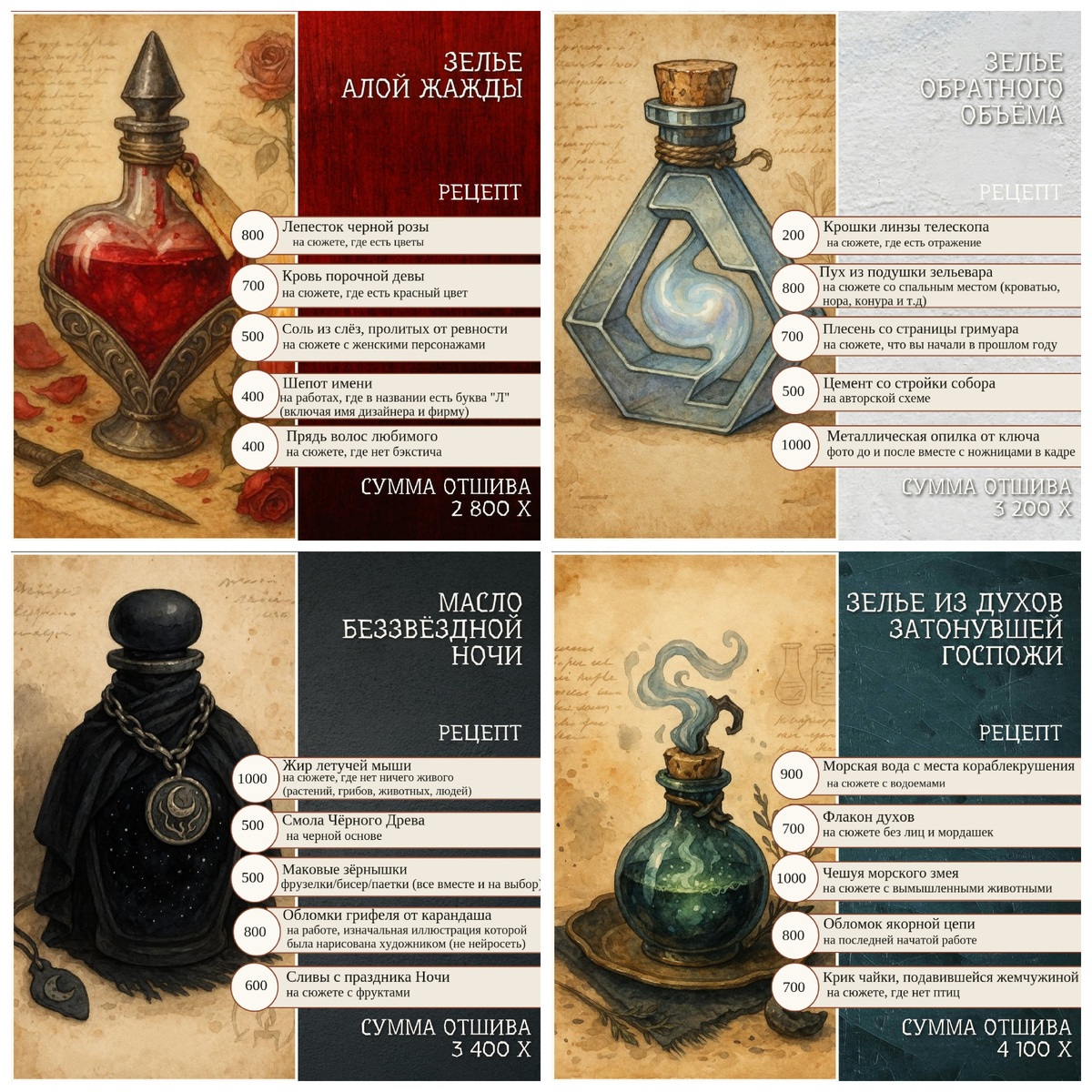 Зелья, что были в этом месяце