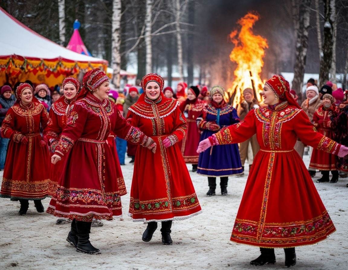 Огромный костер на Масленицу