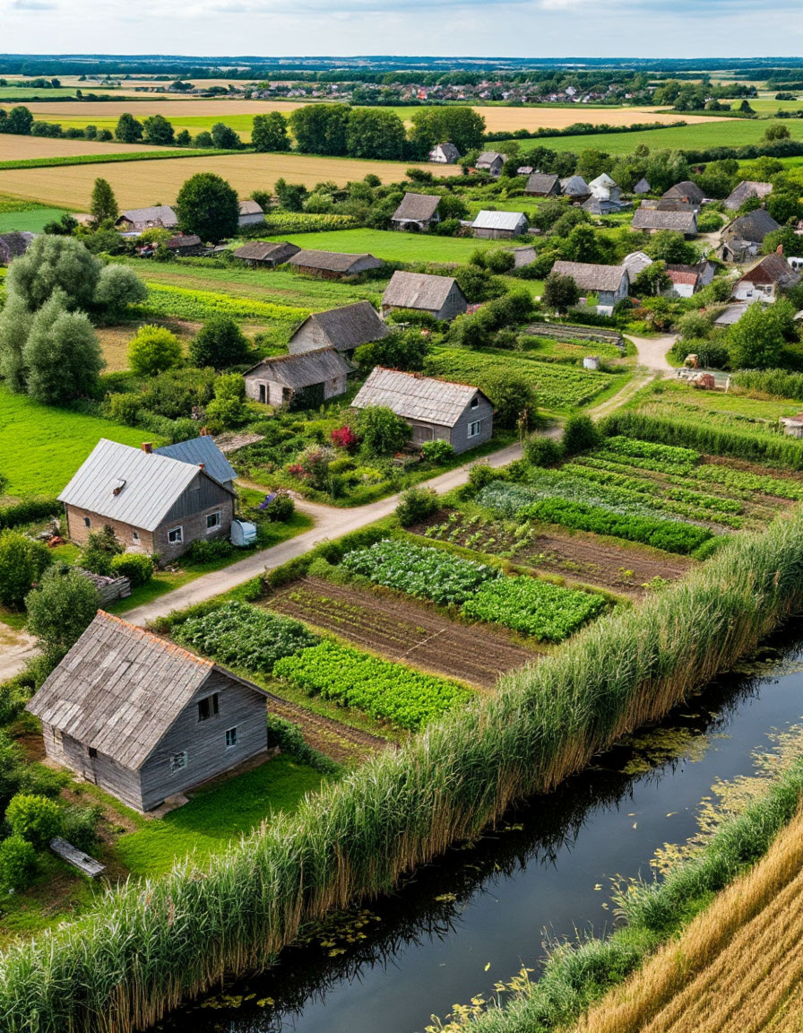 Станица среди полей. Картинка создана ИИ.