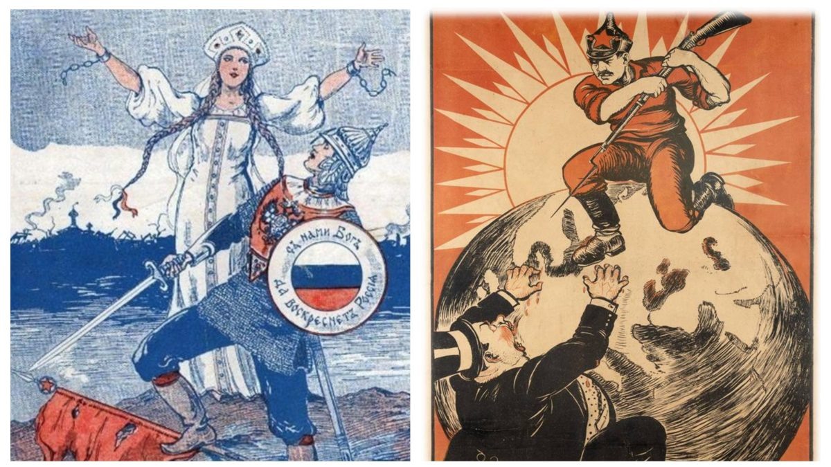    Примеры плакатов, которые использовали в исследовании ученые ТГУ / © 1. П.Дмитров, Обложка из новогоднего номера журнала «Часовой», прибл. 1932 года 2. Неизвестный художник. Плакат «Последний, решительный бой!». Москва : Государственное издательство, 1920