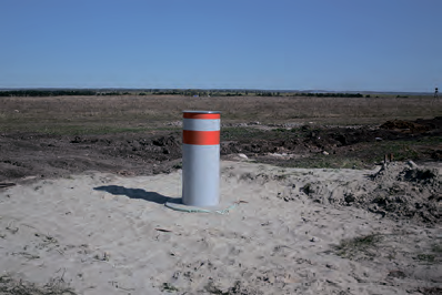 Механический боллард на полигоне до краш-теста