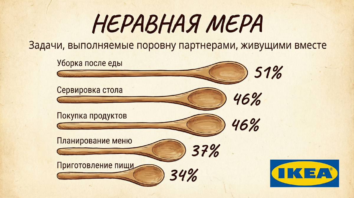 Задачи, выполняемые поровну партнёрами, живущими вместе (кухонная сфера)