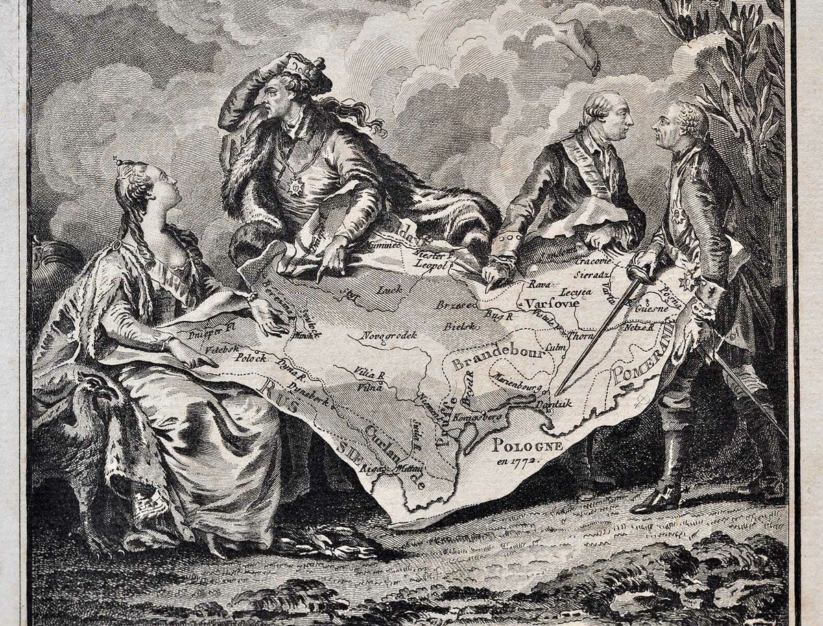 Гравюра-аллегория, изображающая первый раздел Польши.