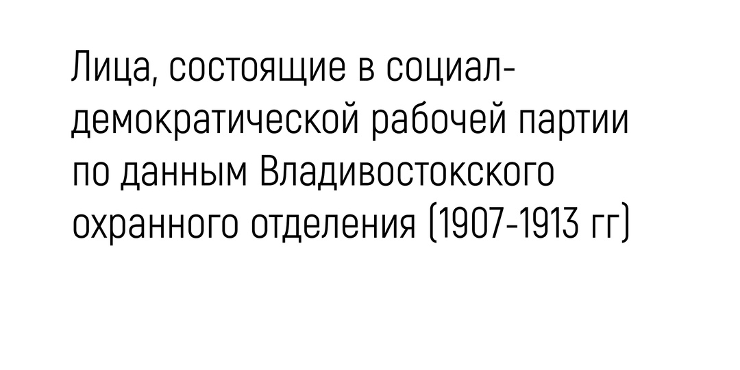 Лица, состоящие в социал-демократической рабочей партии по данным Владивостокского охранного отделения (1907-1913 гг)