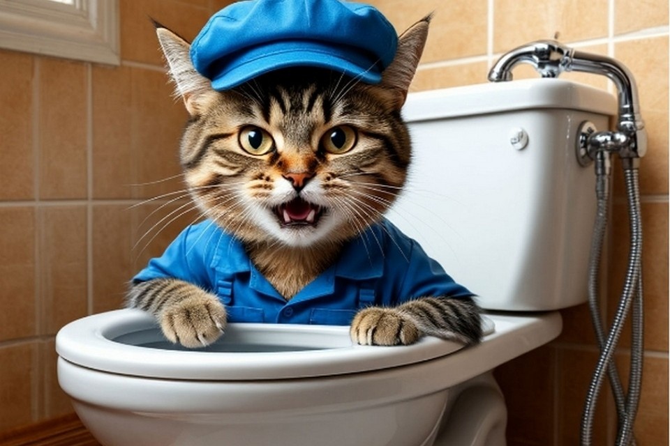    В Красноярске владельцы кота заплатили за ремонт подтопленных соседей. Фото: сгенерировано ИИ