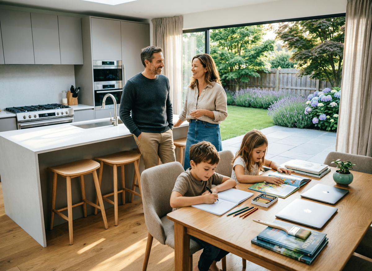 Пока дети делают уроки, родители могут попить чай. И все находятся рядом.