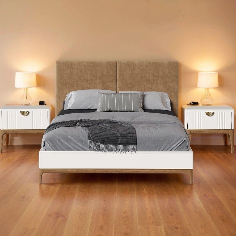 Кровать с мягкой спинкой М202W White