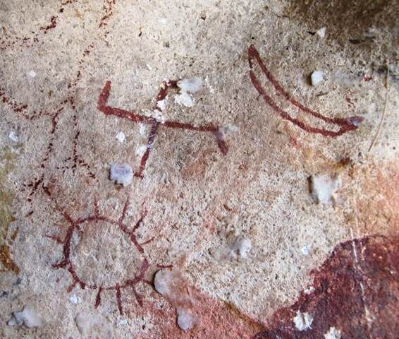 Солнце, крест - звеза и Луна. наскальный рисунок. Тибет.