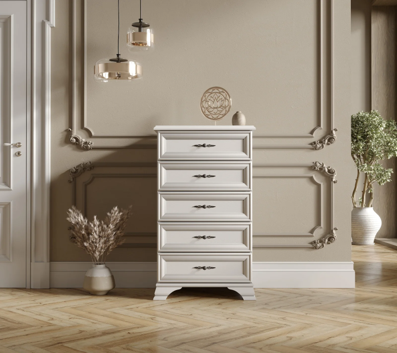 Узкий комод Kentaki белый KOM5S