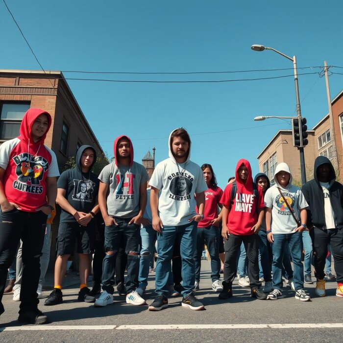 Молодежные уличные банды считаются наиболее опасными во всех странах мира / изображение сгенерировано нейросетью flyvi.io  