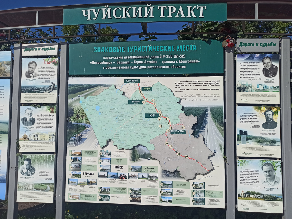 Знаковые туристические места Чуйчкого тракта