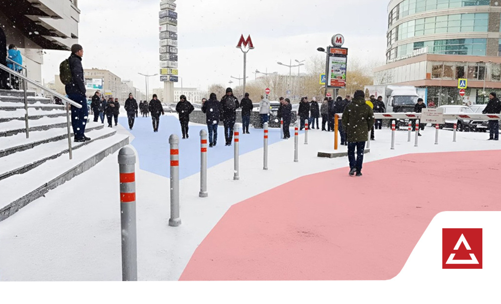 Разграничение пешеходной и парковочной зон