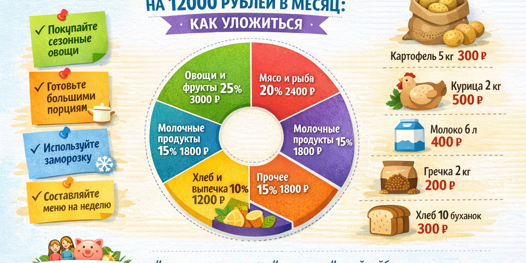 🛒 ПРОДУКТОВАЯ КОРЗИНА НА 12000 РУБЛЕЙ: РЕАЛЬНО ЛИ УЛОЖИТЬСЯ?